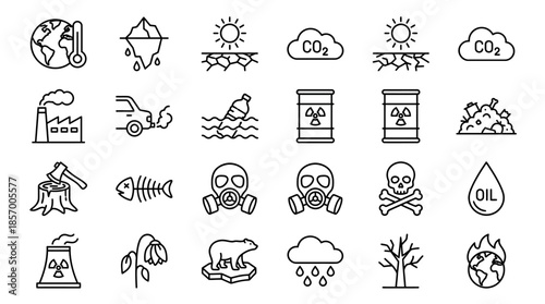 Pollution, Climate Change, Nature, Graphic Design, Digital Illustration, Minimalist Style