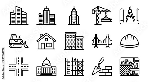 Buildings, Equipment, and Structures in a Vector Format, Illustration for Industry and Architecture