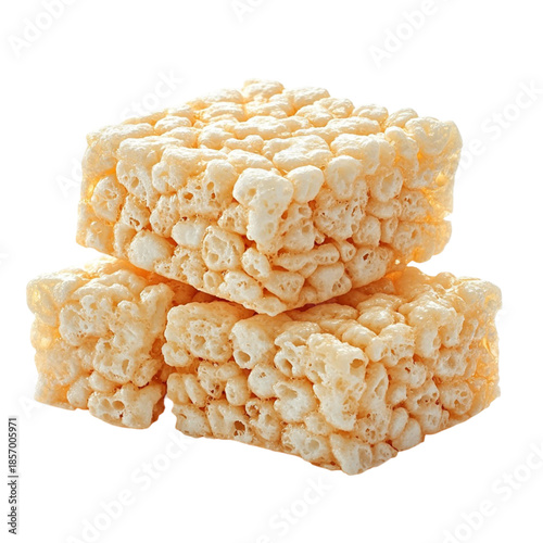 Stack of rice krispies treats isolated on transparent background
