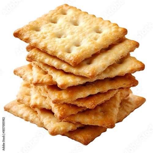 Stack of crackers isolated on transparent background