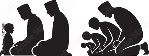 Silhouettes of People Praying in Different Positions