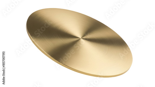 Shiny golden disc PNG isolated on transparent background, metallic circle with radial texture for awards and decorative design