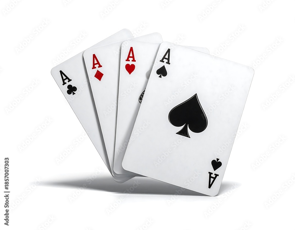 Obraz premium Four playing cards, each showing an 