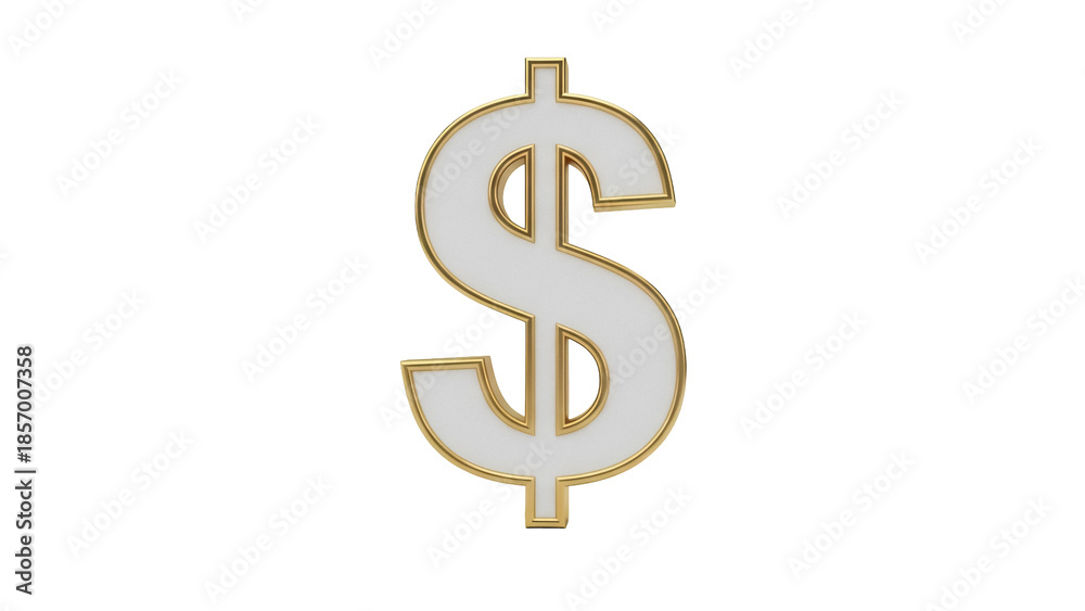 Obraz premium Golden dollar sign PNG isolated on transparent background, currency symbol for finance, investment, and business concepts