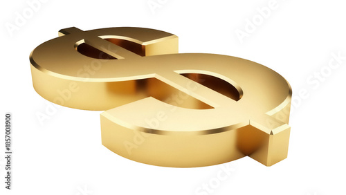 Golden dollar sign isolated PNG on transparent background, currency symbol for finance and investment concepts