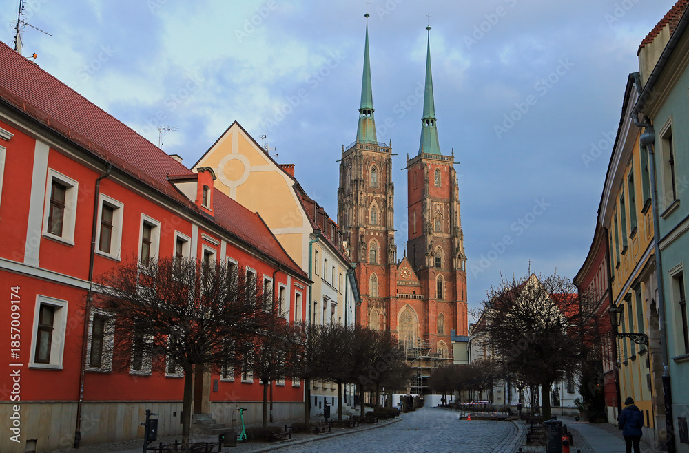 Obraz premium Cathedral street - St John the Baptist Cathedral - Wroclaw, Poland