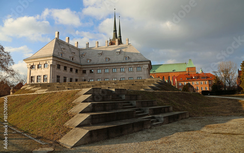 The hill with Faculty of Theology building - Wroclaw, Poland