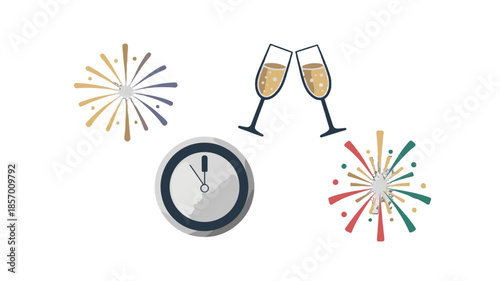 Celebratory New Year's Eve illustration.