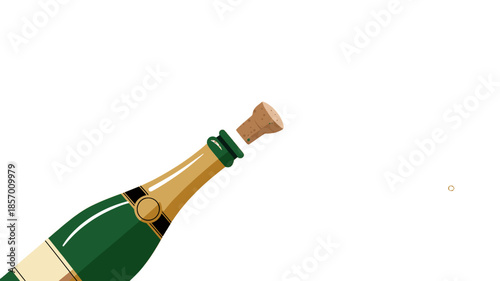 A champagne bottle with cork flying out, evoking a sense of celebration and joy.