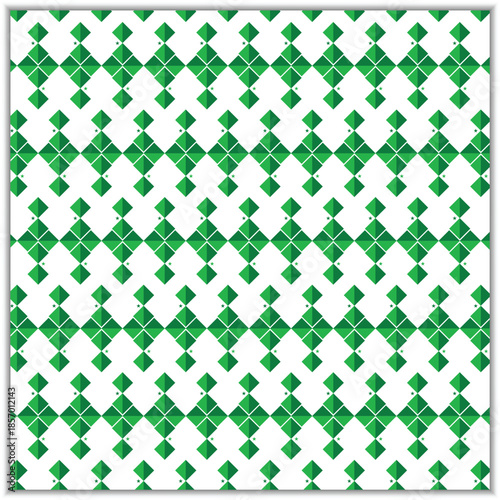 Green and white patterned square with diamond shapes