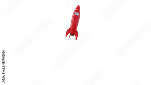 Red retro rocket ship PNG isolated on transparent background, vintage space travel concept for graphic design and creative projects