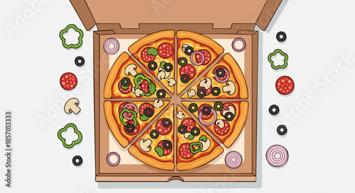 Delicious Vegetarian Pizza in a Box.