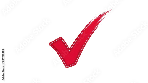 Tableau sur toile Red check mark PNG isolated on transparent background, hand drawn style approval