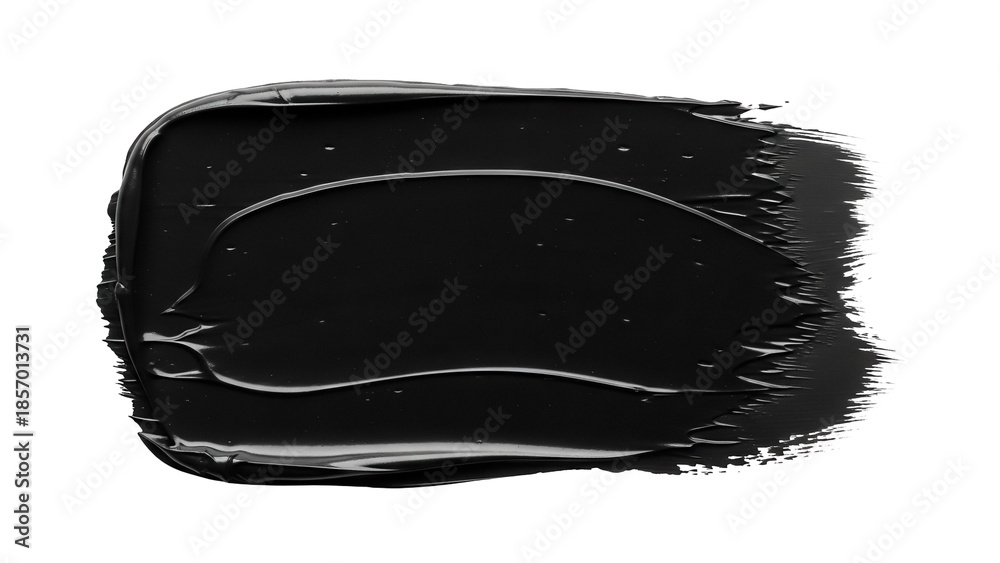 Fototapeta premium Black paint stroke PNG isolated on transparent background, dark glossy brush smear for design and artistic use