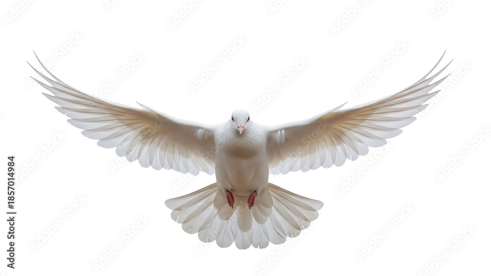 Obraz premium Dove with outstretched wings PNG isolated on transparent background, symbol of peace and freedom for graphic design and religious projects