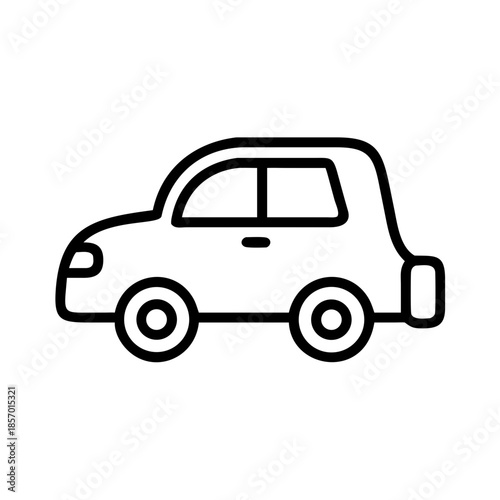 Vector icon of toy car with cute rounded design. Simple outline style for children game, app, website