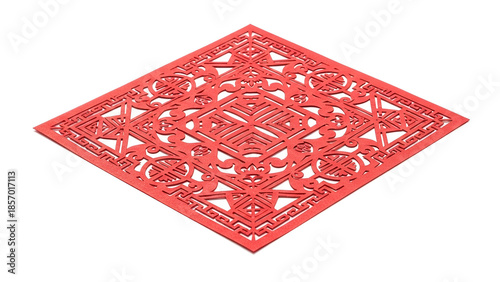Chinese new year red paper cutting decoration for traditional oriental festival and cultural celebration
