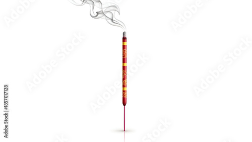 Traditional burning incense stick with smoke for meditation prayer and spiritual ceremony