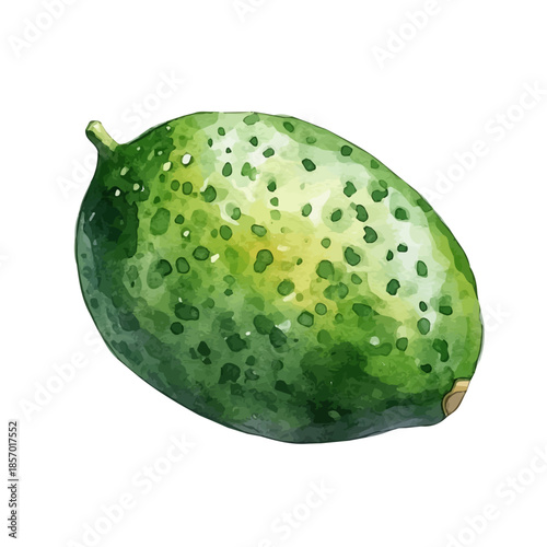 Finger Lime, watercolor vector depicting playful antics, isolated on a white background.