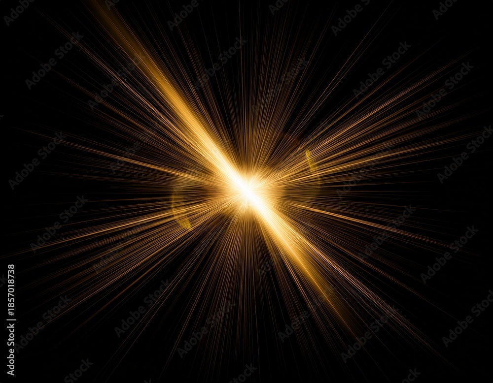 Obraz premium gold lens flare golden sunburst overlay on black background high quality stock image of sun flare effects sunlight light leaks transition explosion of yellow light optical flare glow isolated