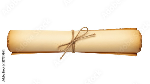 Fotografie Aged paper scroll PNG isolated on transparent background, antique parchment roll