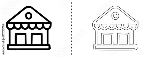 Modern Storefront Shop Building Icon, Retail Business and Local Market Symbol for E-commerce, Small Business, Map Location and User Interface Vector Design