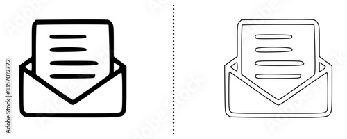 Modern Envelope with Document Icon, Email Message Content and Business Letter Symbol for Inbox, Office Communication and User Interface Vector Design