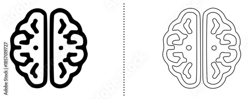 Modern Human Brain Icon, Left and Right Hemisphere Intelligence Symbol for Psychology, Neuroscience, Mental Health and Cognitive Concept Vector Design