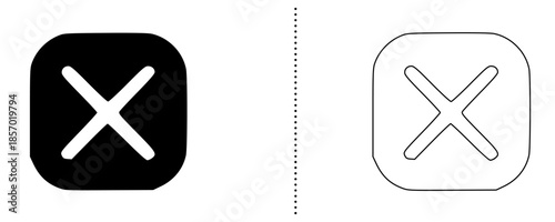 Modern Close Button X Icon, Minimal Cancel and Exit Symbol for Mobile App and Web Interface, Clean User Interface Control Vector Design