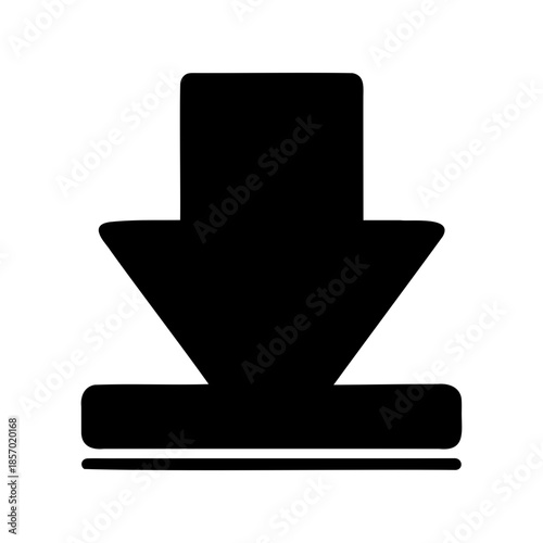 Black download icon symbolizing data transfer or saving content to a device