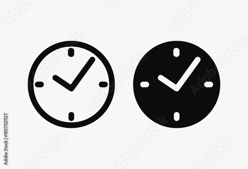 Clock black vector icon design. Timers clock icon set. Stopwatch symbol countdown, linear and solid UI UX icons set for website. Time symbol and clip art design