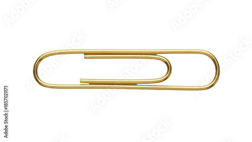 Foto Gold paper clip isolated PNG on transparent background, shiny metal stationery i