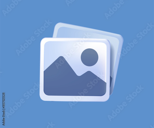 Photo gallery vector icon 3D illustration. Image album symbol. Media pic sign. Gallery icon vector. Picture icon vector. photo gallery sign, and symbol. image 3D render icon vector illustration