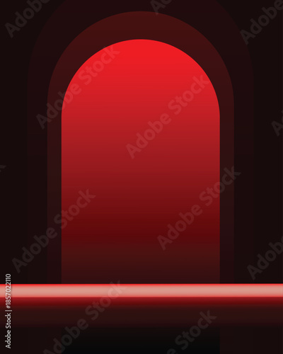 Dramatic Red Arch Podium Light Abstract Background