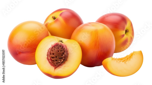 Photos Ripe nectarines isolated PNG on transparent background, fresh and juicy stone fr