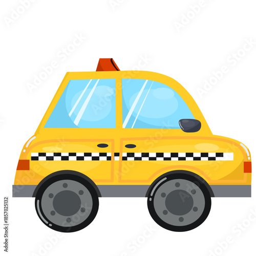 Illustration of a cute yellow taxi with a red siren on top 