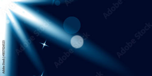 A bright blue beam of energy cuts through the dark night club backdrop as a flash of light flares across the abstract stage design with a motion star effect