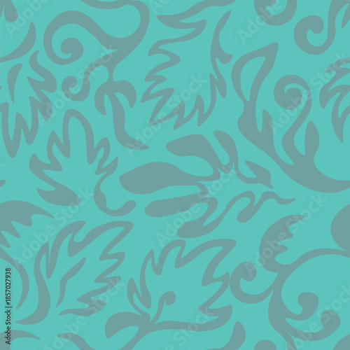 Seamless blooming floral pattern based on hand drawn art ornaments. Colorful flowers on color background. Vector illustration. Simple minimalistic pattern for fabric, textile.