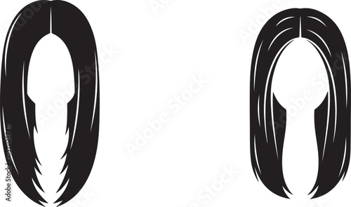 Two Silhouettes of Women with Long Hair in Profile View black and white