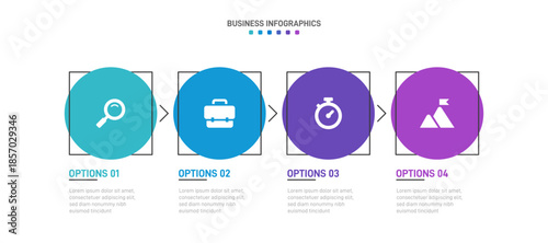 Progress bar featuring 4 arrow-shaped elements, symbolizing the four stages of business strategy and progression. Clean timeline infographic design template. Vector for mobile presentation.