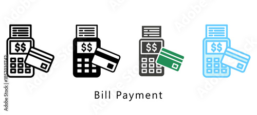 Bill Payment Multi Style Icon. Mini Illustration Relate To Payment Service. Use For Modern Concept, Ui, Ux Web And App Development.