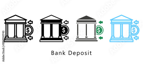 Bank Deposit Multi Style Icon. Mini Illustration Relate To Payment Service. Use For Modern Concept, Ui, Ux Web And App Development.