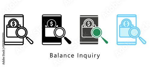 Balance Inquiry Multi Style Icon. Mini Illustration Relate To Payment Service. Use For Modern Concept, Ui, Ux Web And App Development.