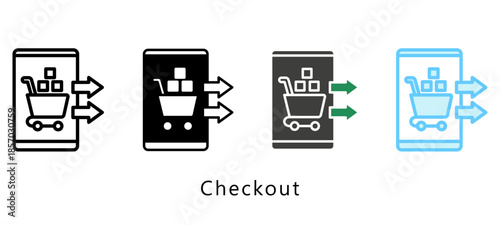 Checkout Multi Style Icon. Mini Illustration Relate To Payment Service. Use For Modern Concept, Ui, Ux Web And App Development.