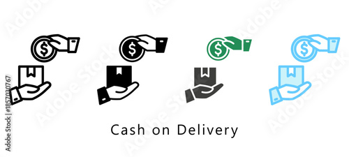 Cash On Delivery Multi Style Icon. Mini Illustration Relate To Payment Service. Use For Modern Concept, Ui, Ux Web And App Development.