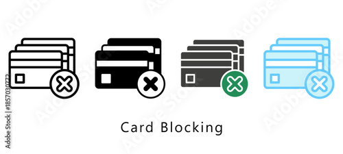 Card Blocking Multi Style Icon. Mini Illustration Relate To Payment Service. Use For Modern Concept, Ui, Ux Web And App Development.