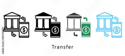 Transfer Multi Style Icon. Mini Illustration Relate To Payment Service. Use For Modern Concept, Ui, Ux Web And App Development.