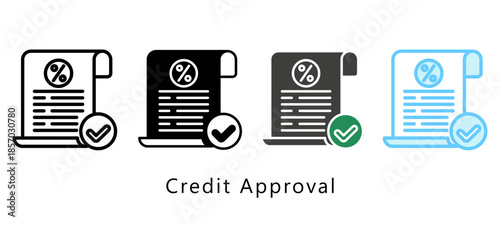 Credit Approval Multi Style Icon. Mini Illustration Relate To Payment Service. Use For Modern Concept, Ui, Ux Web And App Development.