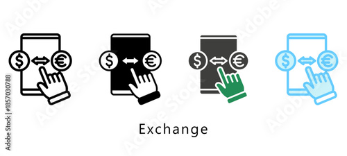 Exchange Multi Style Icon. Mini Illustration Relate To Payment Service. Use For Modern Concept, Ui, Ux Web And App Development.