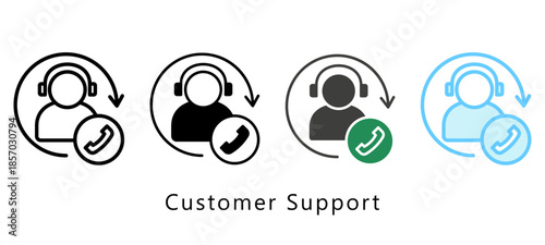 Customer Support Multi Style Icon. Mini Illustration Relate To Payment Service. Use For Modern Concept, Ui, Ux Web And App Development.